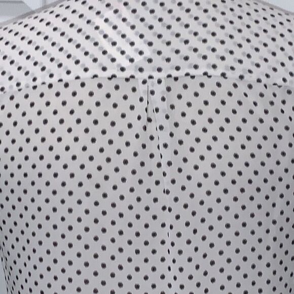 H&M | Pleated Semi-sheer Women’s White Black Polka Dot Blouse Top - Picture 8 of 8